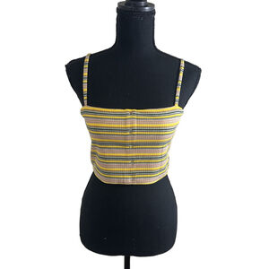 Women's Yellow & Tan Striped Tank Top, Size L